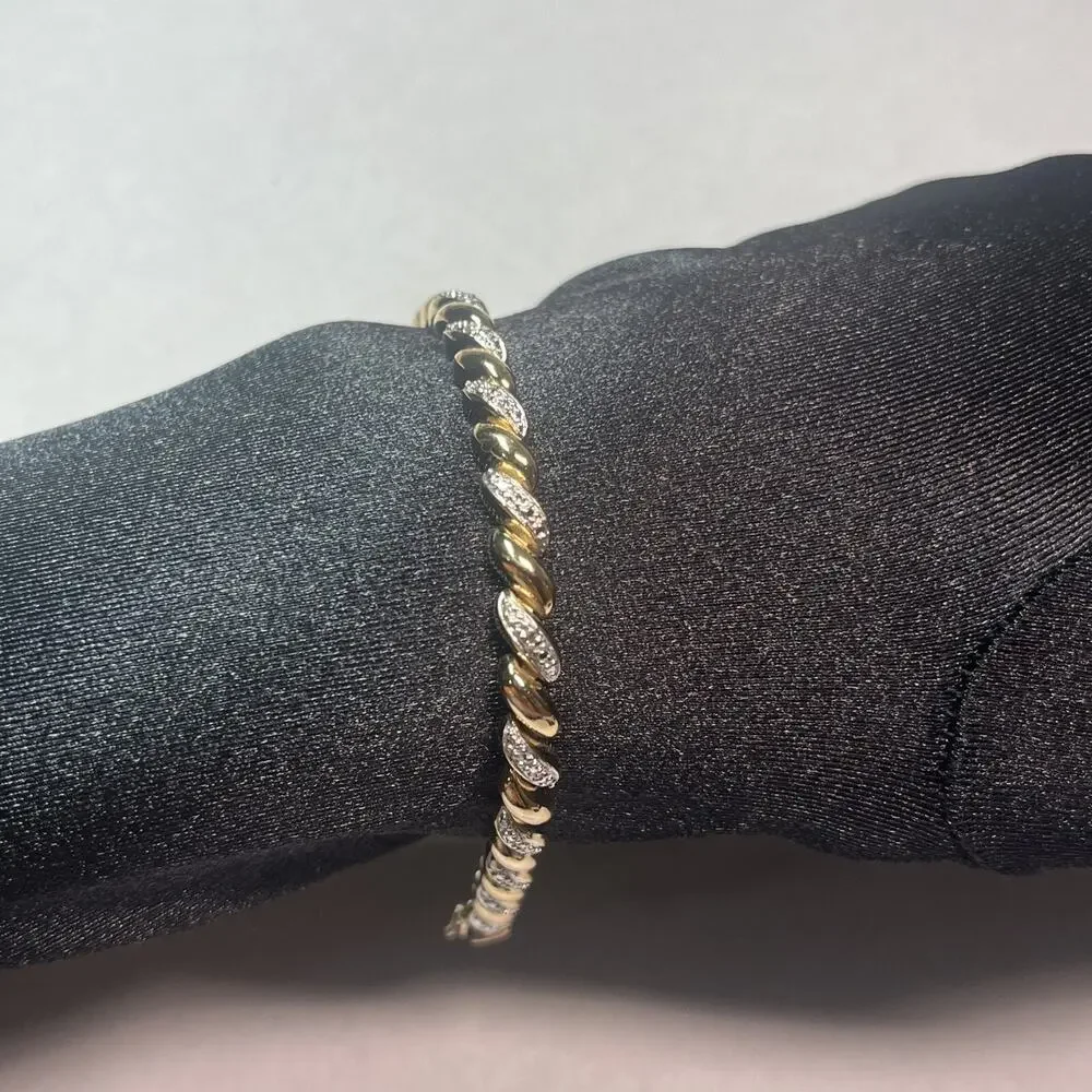 Sterling Silver 925 Gold Tone Rope Tennis Bracelet